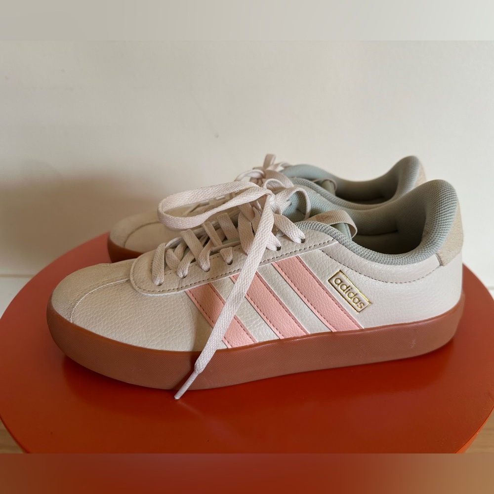 Adidas Women's Cream and Pink Sneakers